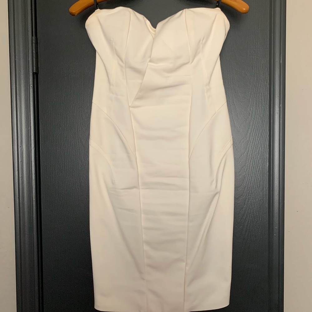 A creme semi formal dress
